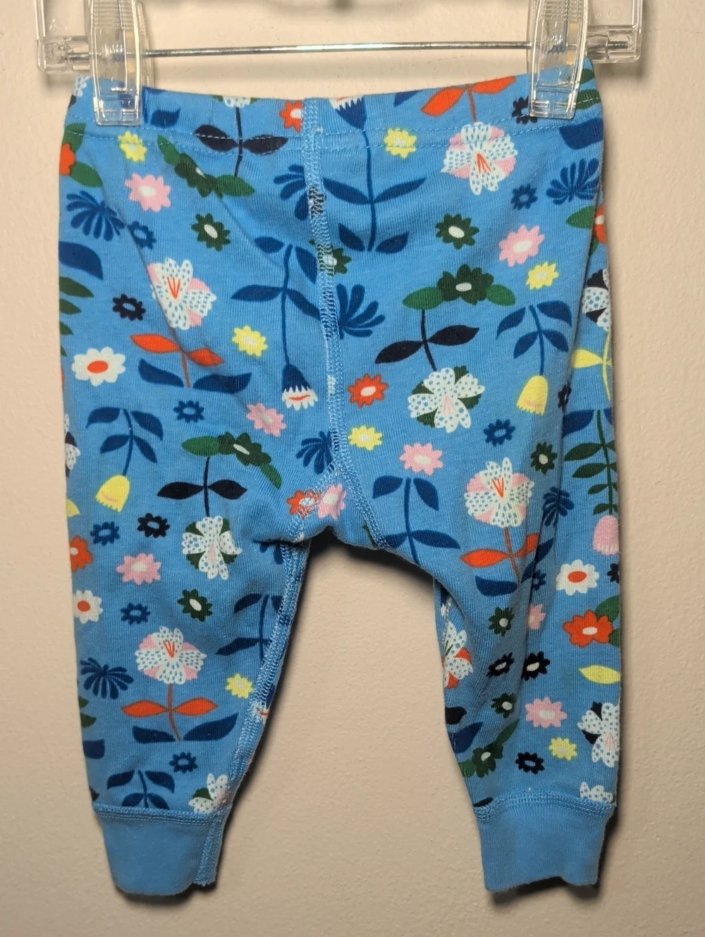 Hanna Andersson Scandi Garden Long John Pajamas Blue White Floral Size 6-12M